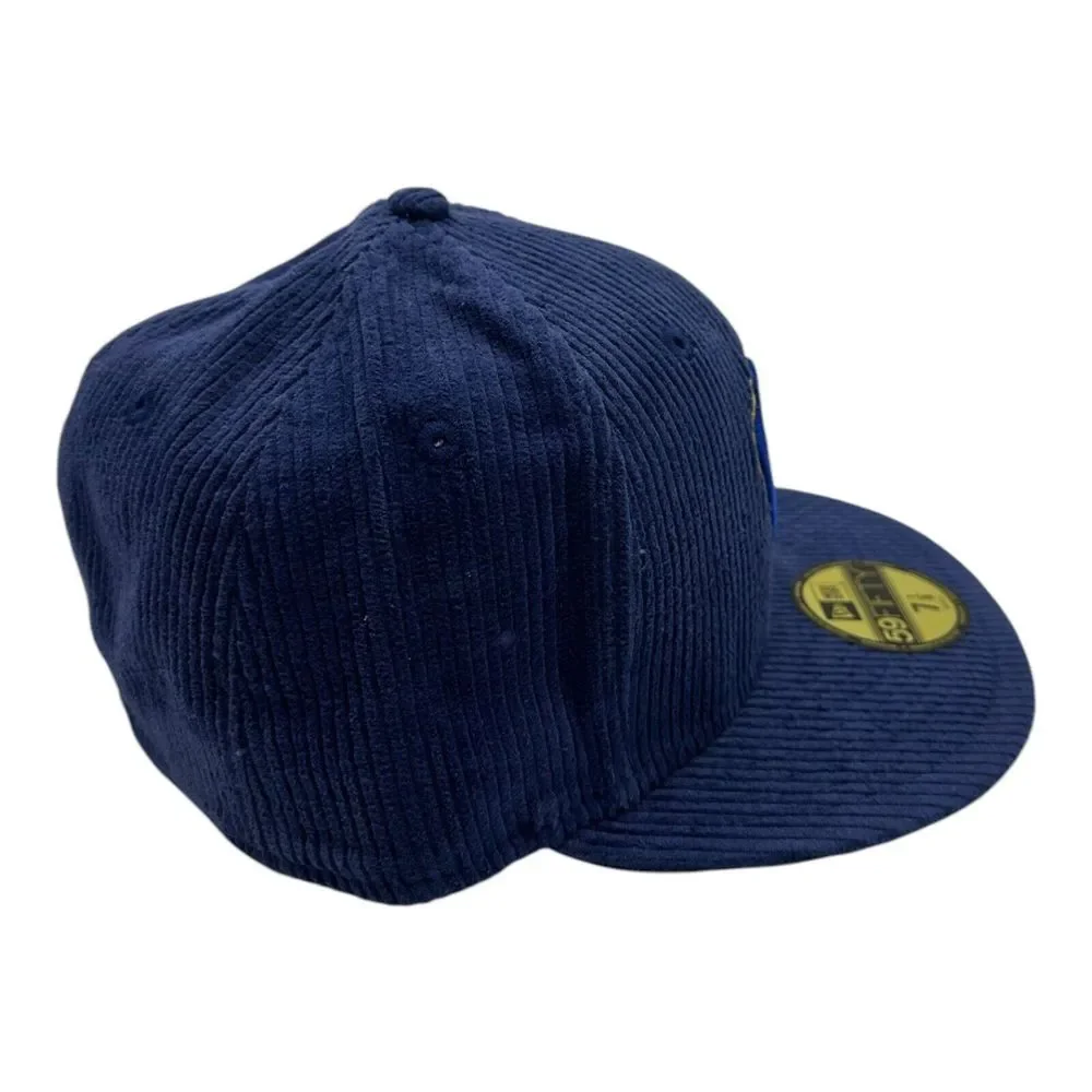 New Era 59Fifty Milwaukee Brewers Hat Cap 7 1/8 Royal Blue Corduroy MLB Baseball